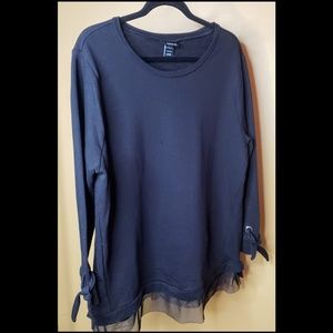 Torrid Sweatshirt with Tulle Hem and Tie Detail